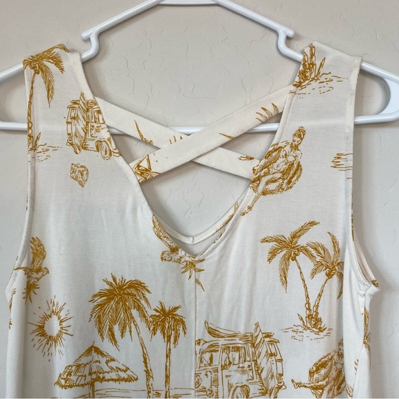 Style & Co Womens Medium Dress White Yellow Knit Tank Beach Knit Stretch - Picture 4 of 8
